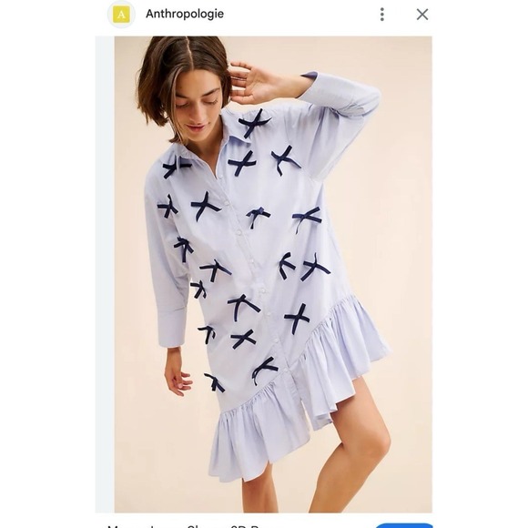 Anthropologie Maeve Asymmetrical Blue knee 3D shirt Dress Cotton Plus 3X Popover - Picture 6 of 10